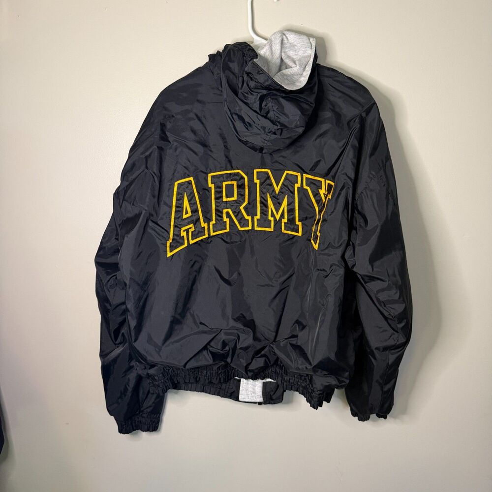 Vintage black U.S Army windbreakers jacket gear for sports mens XL full zip hood